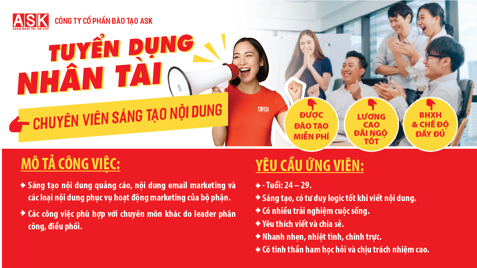ASK Hà Nội – Tuyển dụng vị trí “Nhân Viên Marketing Online”