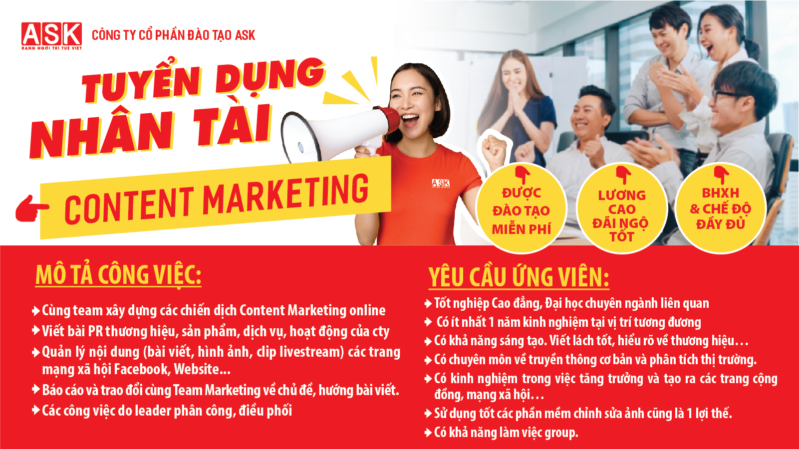 ASK Hà Nội – Tuyển dụng vị trí “Content Marketing”